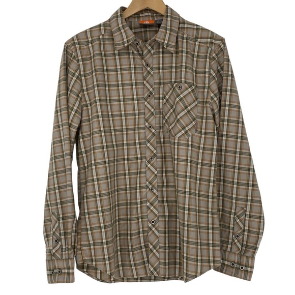 Merrell Shirt Mens Long Sleeve Button Front Pockets Outdoors Plaid Selectwick M - Picture 1 of 13